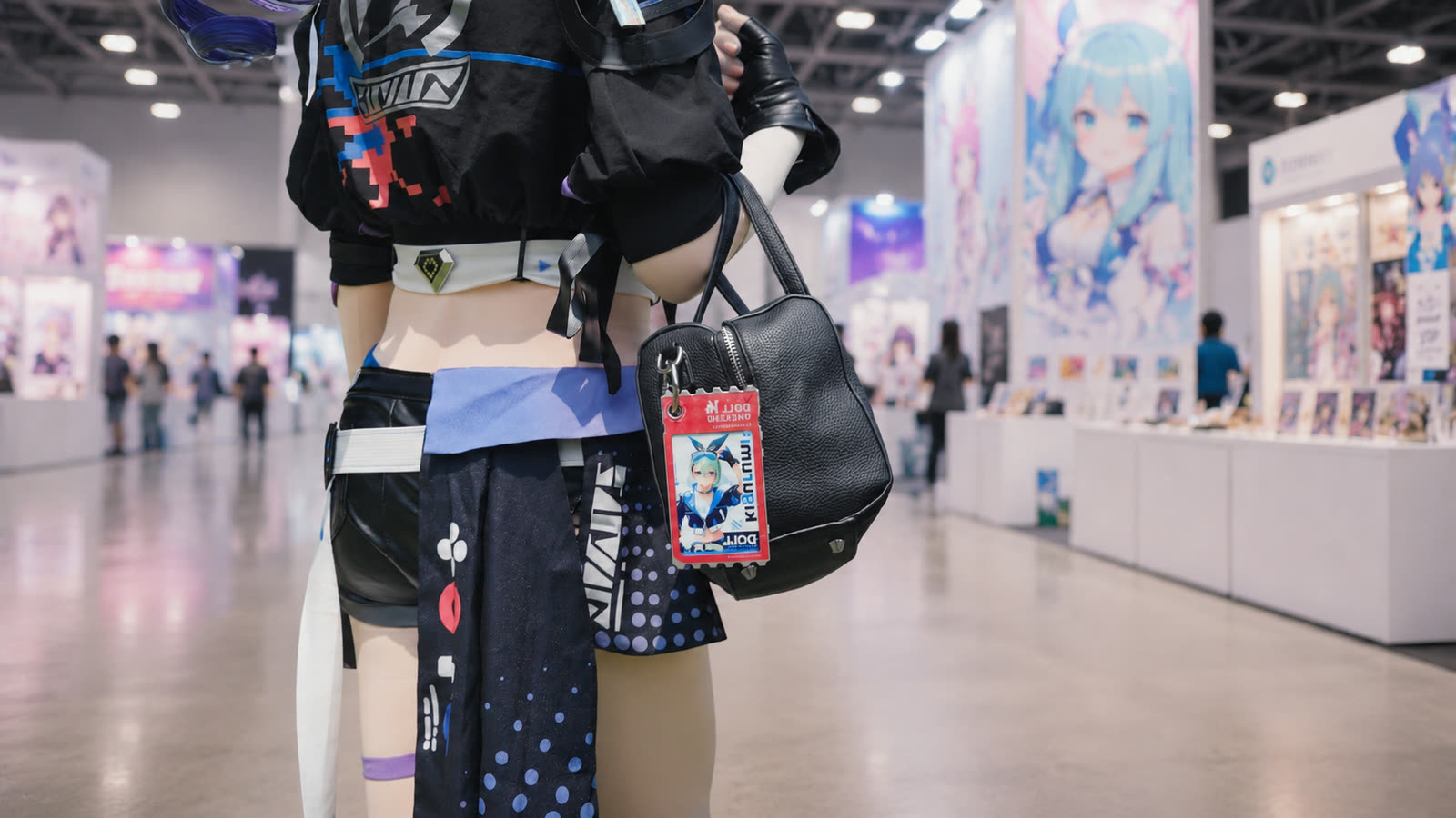 TICKEY as a fandom bag accessory at an anime convention